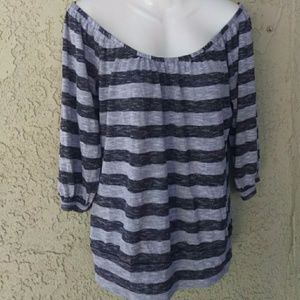 T-ara off the shoulder striped blouse top great co